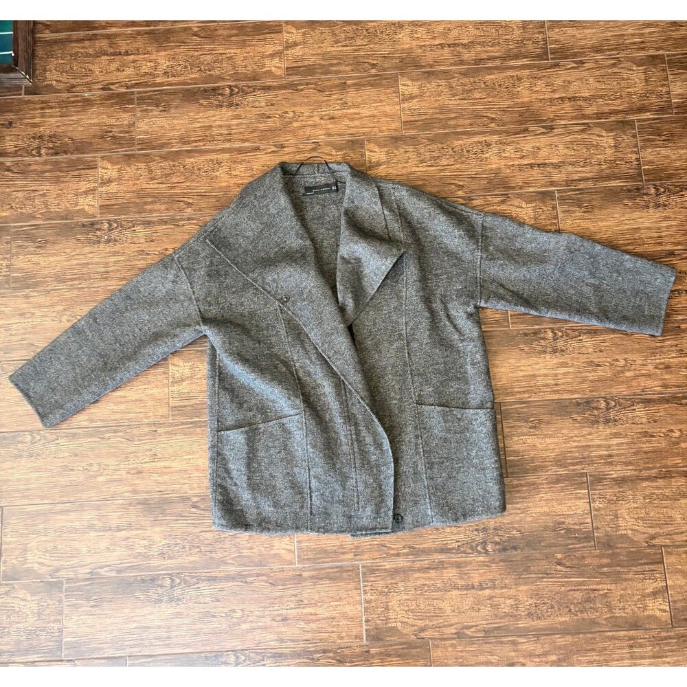 Zara Woman Charcoal Gray Oversized Collar Jacket - M